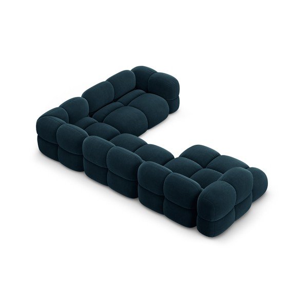 Tmavě modrá sametová rohová pohovka (pravý roh/do "U") Loretto – Cosmopolitan Design-image-3