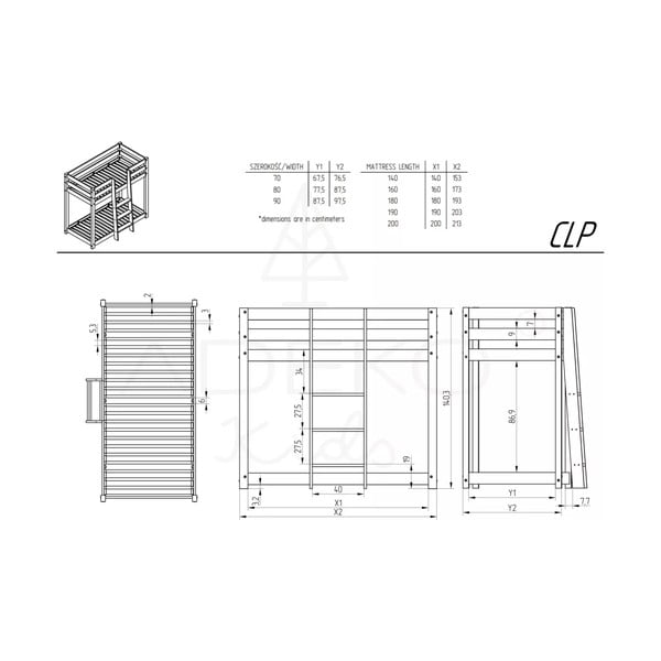 Patrová dětská postel z borovicového dřeva 90x190 cm CLP - Adeko-image-3