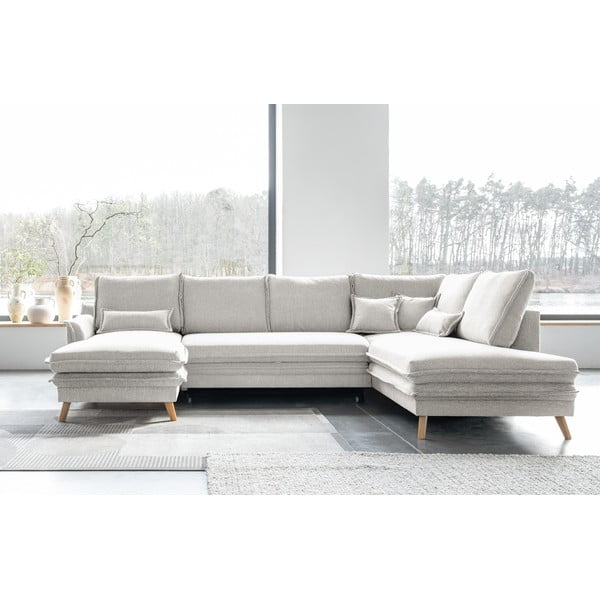 Béžová rozkládací rohová pohovka (pravý roh/do "U") Charming Charlie – Miuform-image-1