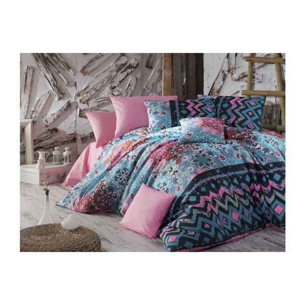 Bavlněné povlečení s prostěradlem na jednolůžko Ebruli, 160 x 220 cm