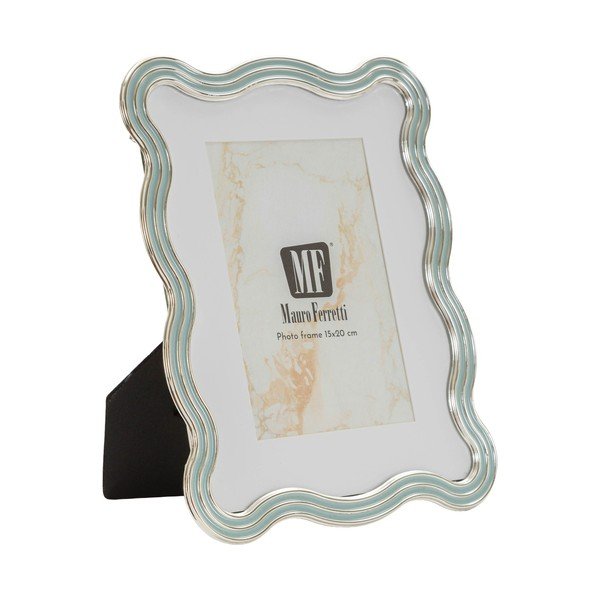 Světle modrý/ve stříbrné barvě kovový/skleněný stojací rámeček 17,5x22,5 cm Elizabeth – Mauro Ferretti