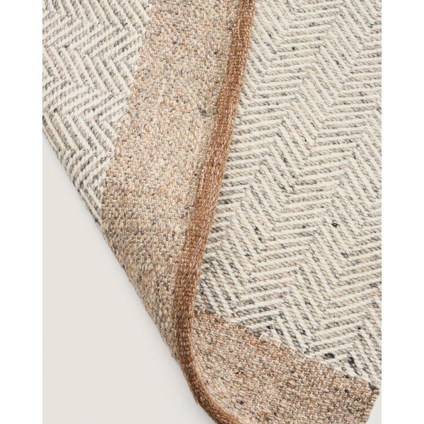 Béžový oboustranný/ručně tkaný vlněný běhoun 80x200 cm Nifelia – Kave Home-image-4