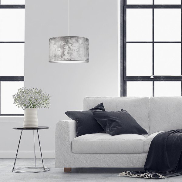 Šedé závěsné svítidlo s textilním stínidlem ø 35 cm Print – LAMKUR-image-1