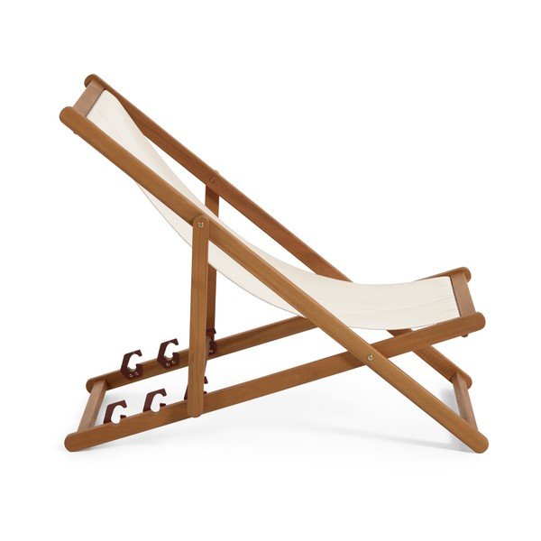 Krémové skládací plážové lehátko z akáciového dřeva Kave Home Adredna-image-2