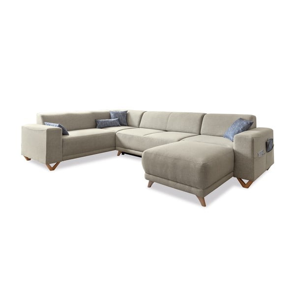 Béžová rozkládací/s úložným prostorem rohová pohovka (levý roh/do "U") Classy Sophie – Miuform