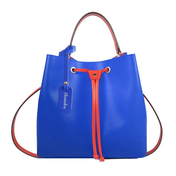 Modrá kožená kabelka s oranžovým detailem Maison Bag Lexy