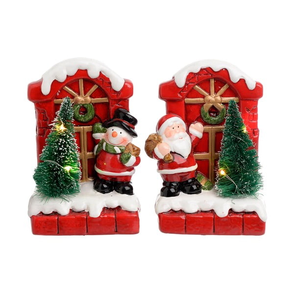 Sada 2 vánočních keramických dekorací InArt Santa Snowman