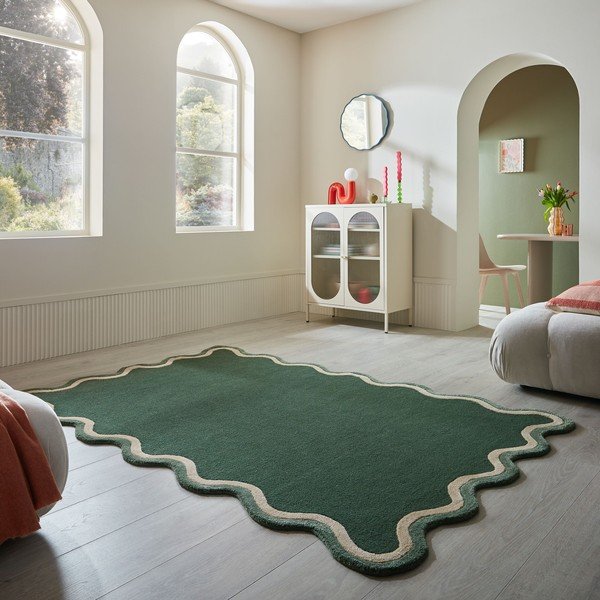 Tmavě zelený ručně tkaný koberec s příměsí vlny 120x170 cm Rivo Wool – Flair Rugs-image-1