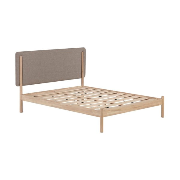 Dvoulůžková postel z kaučukového dřeva s roštem v šedo-přírodní barvě 160x200 cm Shayndel – Kave Home-image-2