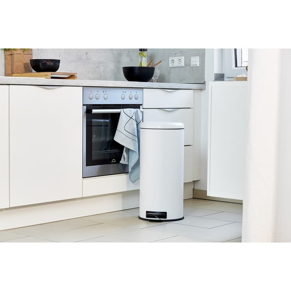 Bílý nášlapný ocelový odpadkový koš 30 l Leman – Wenko-image-1