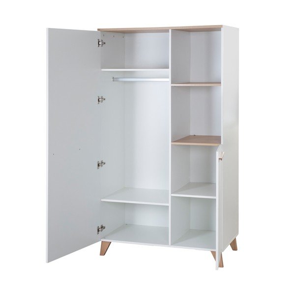 Bílá dětská šatní skříň v dekoru dubu 52x180x180 cm Léon – Roba-image-4