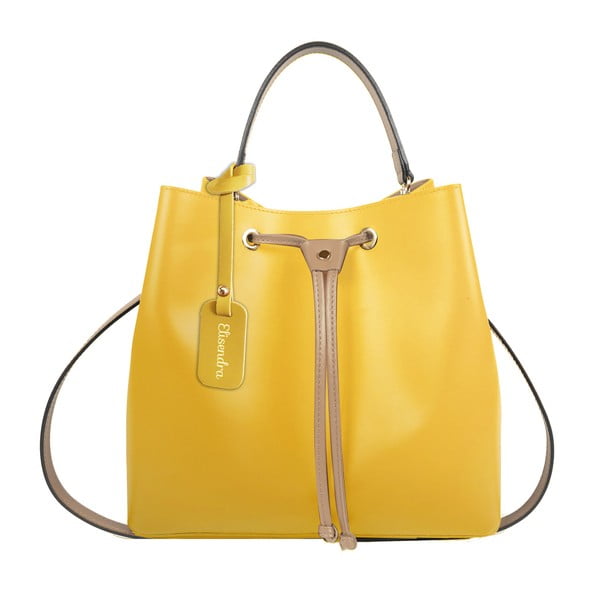 Žlutá kožená kabelka s béžovým detailem Maison Bag Lexy