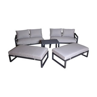 Černo-béžový kovový zahradní lounge set pro 8 Portland – Rojaplast