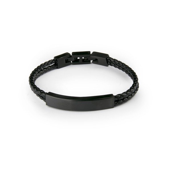 Pánský černý náramek z pravé kůže Monomen Double Braid