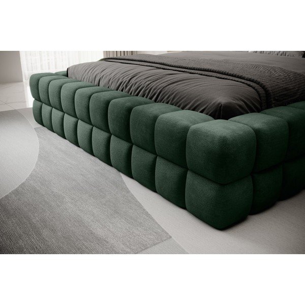 Tmavě zelená čalouněná dvoulůžková postel s úložným prostorem s roštem 140x200 cm Dizzle – ELTAP-image-4