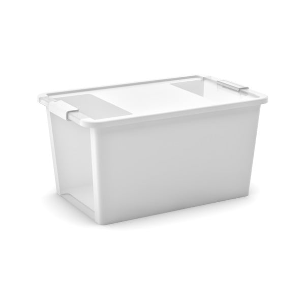 Bílý plastový úložný box s víkem 55x35x28 cm Bi-Box L – KIS