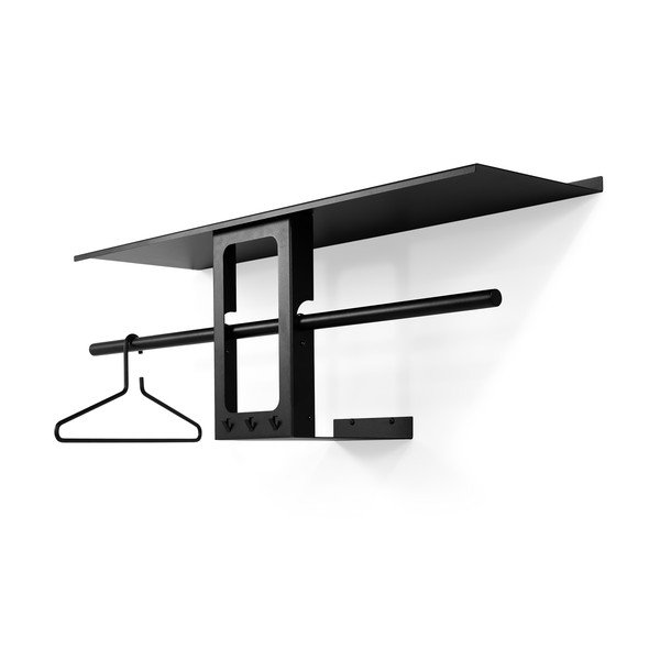 Černý ocelový nástěnný věšák s poličkou 100 cm Luno Small – Spinder Design