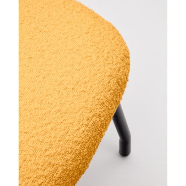 Taburet z textilie bouclé v hořčicové barvě Belina – Kave Home-image-4