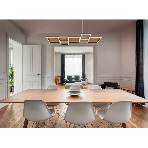 LED stmívatelné závěsné svítidlo v černo-přírodní barvě Harper – Trio-image-1