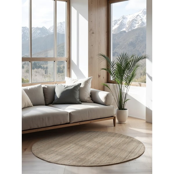 Jutový kulatý koberec taupe ø 160 cm Bouclé Jaipur – Hanse Home-image-1