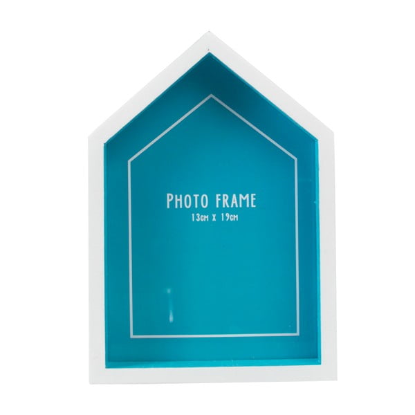 Modrý rám na fotografii ve tvaru plážové chaty Rex London Beach, 14 x 20 cm