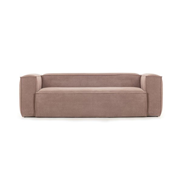 Růžová manšestrová pohovka Kave Home Blok, 240 cm