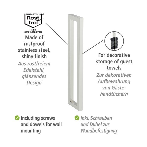 Nástěnný držák na ručníky z nerezové oceli Reitani – Wenko-image-3