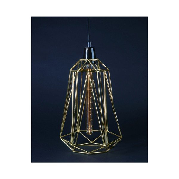 Světlo se stínítkem zlaté barvy a černým kabelem Filament Style Diamond #3-image-1