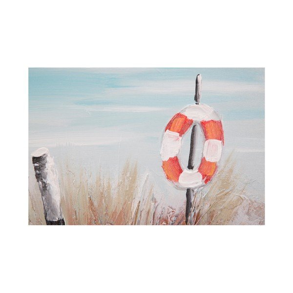 Ručně malovaný obraz v rámu z borovicového dřeva Mauro Ferretti Beach Lifebuoy, 30 x 90 cm-image-1