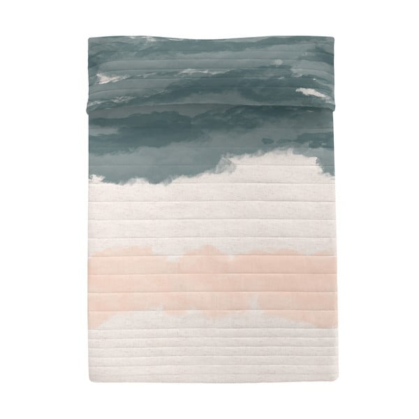 Růžovo-šedý bavlněný prošívaný přehoz 180x260 cm Seaside – Blanc