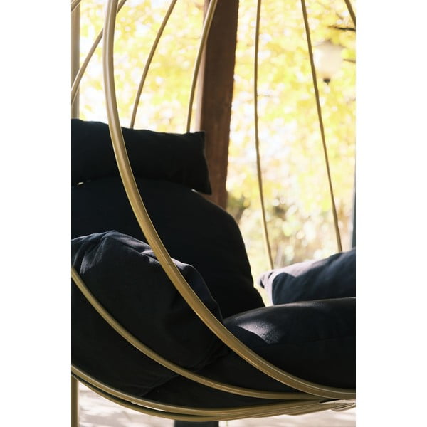 Závěsné zahradní křeslo v černo-zlaté barvě Damla – Floriane Garden-image-4