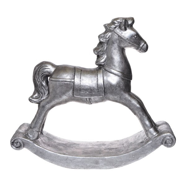 Dekorativní houpací kůň ve stříbrné barvě Ewax, výška 42 cm