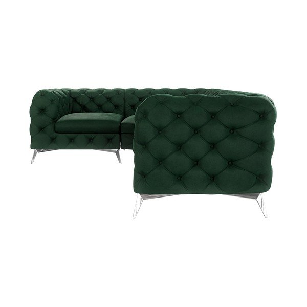 Tmavě zelená sametová rohová pohovka (levý roh/do L) Chelsea – Ropez-image-1