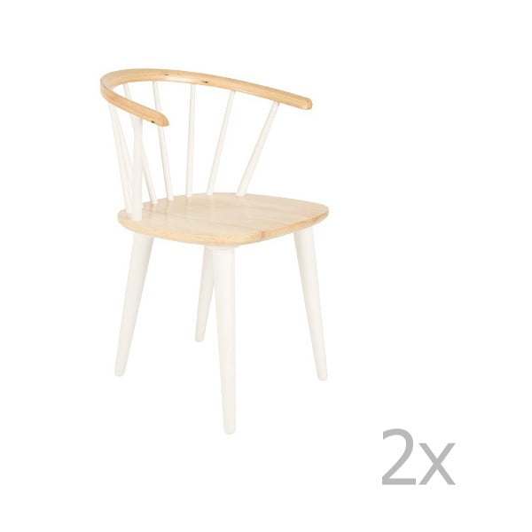 Sada 2 bílých židlí z kaučukového dřeva White Label Gee