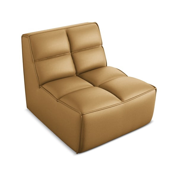 Koňakově hnědý modul pohovky z imitace kůže Kalai – Makamii-image-1