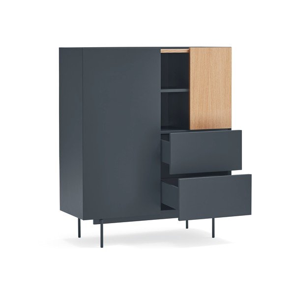 Vysoká komoda v dekoru dubu v antracitovo-přírodní barvě 100x120 cm Otto – Teulat-image-4