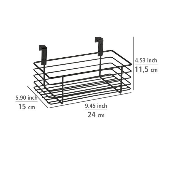 Černý závěsný kovový košík na kuchyňská dvířka Wenko Slim, 24 x 15 cm-image-2