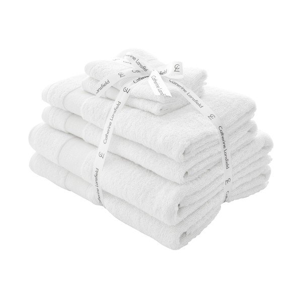 Bílé froté bavlněné ručníky a osušky v sadě 6 ks Anti-Bacterial – Catherine Lansfield