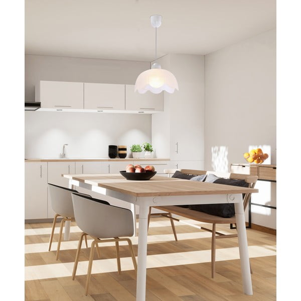 Bílé závěsné svítidlo se skleněným stínidlem ø 25 cm Bratek – Candellux Lighting-image-1