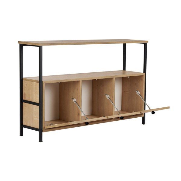 Konzolový stolek v dekoru dubu ve světle přírodní barvě 29,5x120 cm Solace – Kalune Design-image-3