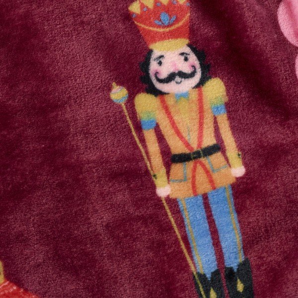 Vínová/růžová deka s vánočním motivem 170x130 cm Christmas Nutcracker – Catherine Lansfield-image-3