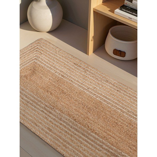 Oboustranný/ručně tkaný jutový běhoun v přírodní barvě/ve světle přírodní barvě 80x300 cm Juno – Hanse Home-image-3