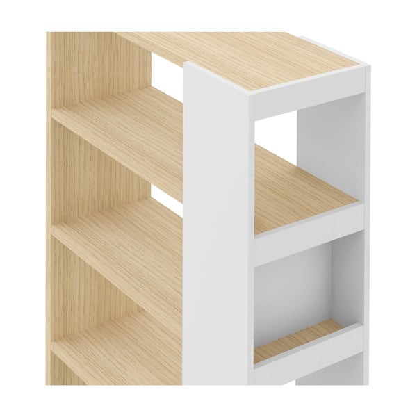 Bílá knihovna s deskou v dubovém dekoru 90x188 cm Ella - TemaHome-image-1