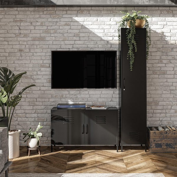 Černá kovová skříňka 38x185x40 cm Mission District – Støraa-image-1