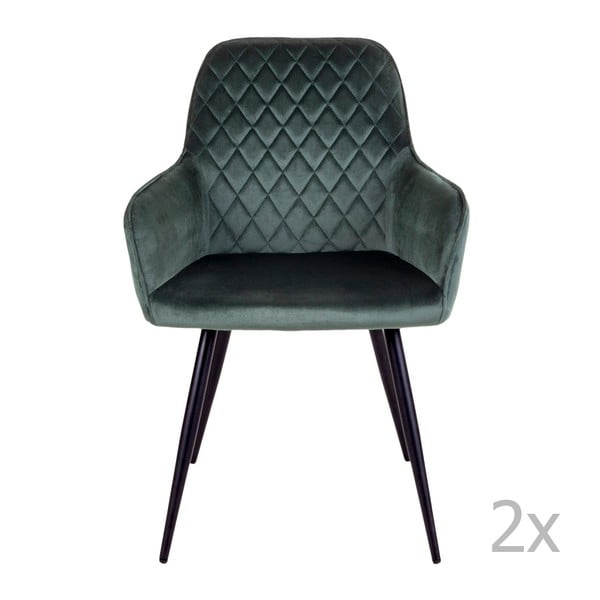 Tmavě zelená čalouněná jídelní křesla v sadě 2 ks Harbo – House Nordic-image-2