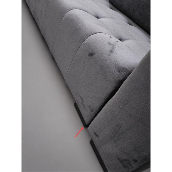 Tmavě šedá sametová rozkládací/s úložným prostorem pohovka 250 cm Luca - II. jakost – Milo Casa-image-4