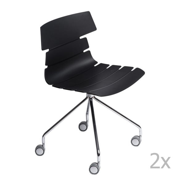 Sada 2 černých židlí D2 Techno Roll