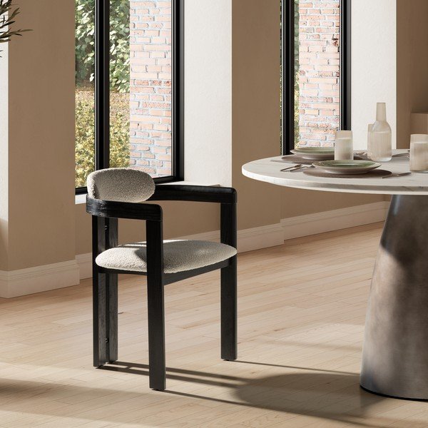 Bílá/černá čalouněná jídelní křesla v sadě 2 ks s područkami Eiden – MOME-image-1