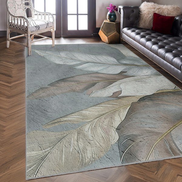 Zeleno-šedý pratelný koberec 80x150 cm Dusty Leaves – Mila Home-image-3