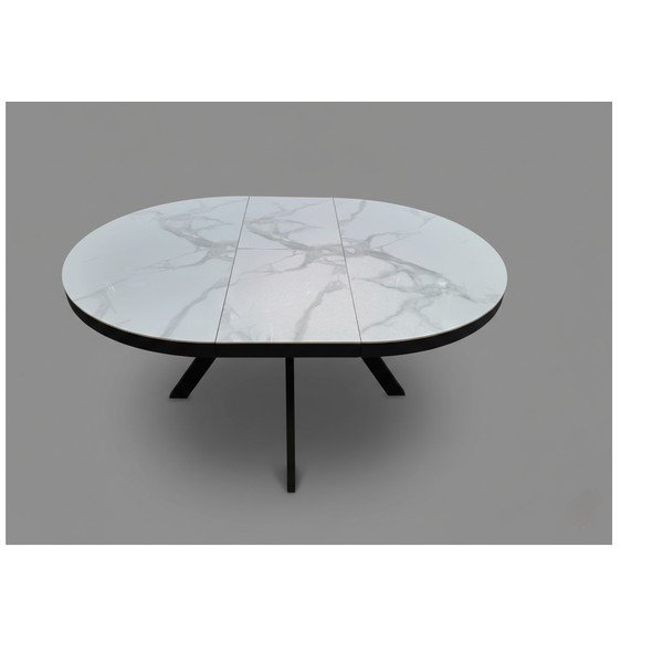 Kulatý rozkládací jídelní stůl s přídavnou deskou s keramickou deskou ø 120 cm Bela - II. jakost – Marckeric-image-4